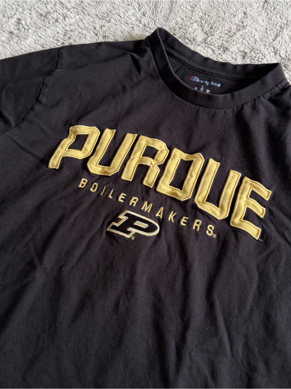 Champion Purdue University Boilermakers Graphic T-Shirt Men’s L Black Gold NCAA